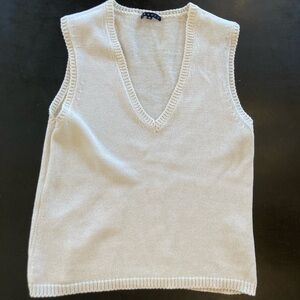 Theory 100% Cotton  V-Neck Sleeveless Sweater Vest White Womens Size 2